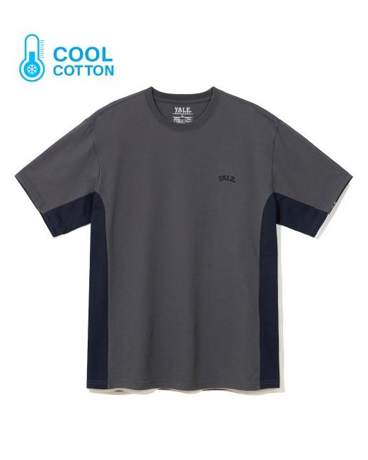 Yale Cool Cotton Block Small Arch Tee Charcoal