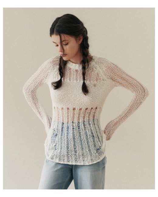 roccirocci Damage Knit Top IVORY