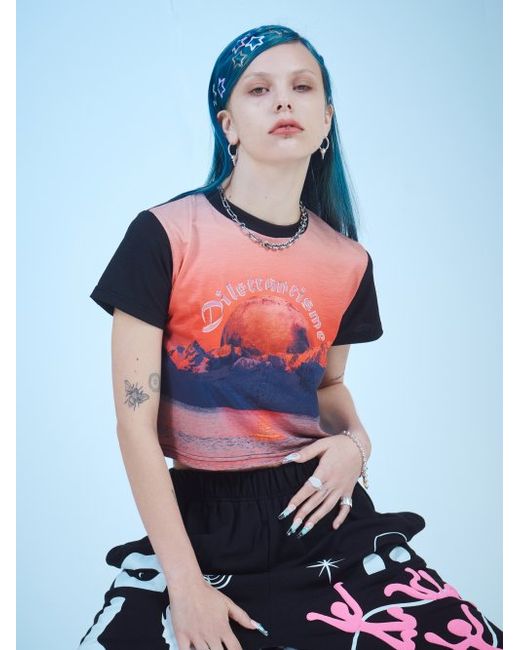 dilettantisme Moon graphic cropped T-shirt
