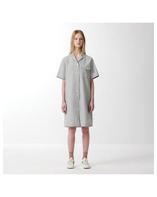voyonn Yarn-dyed linen combination short-sleeved shirt dress 0049