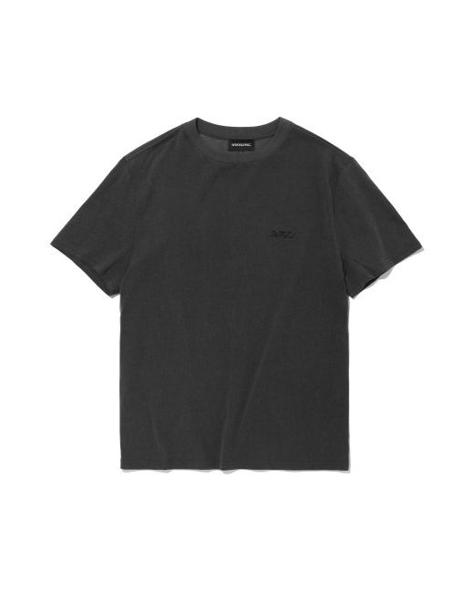 wooalong Slash pigment relax fit T-shirt CHARCOAL