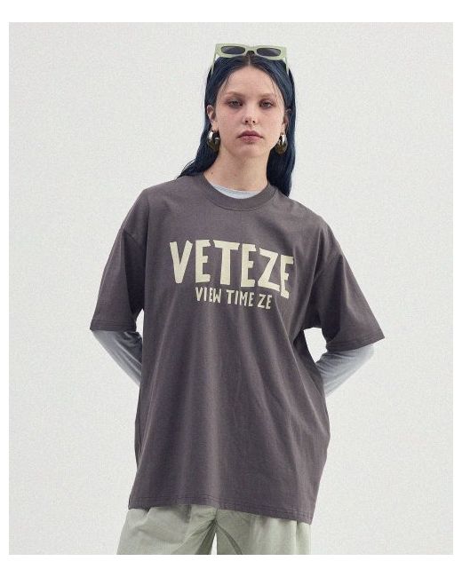 veteze Drawing Font Half T-Shirt Charcoal