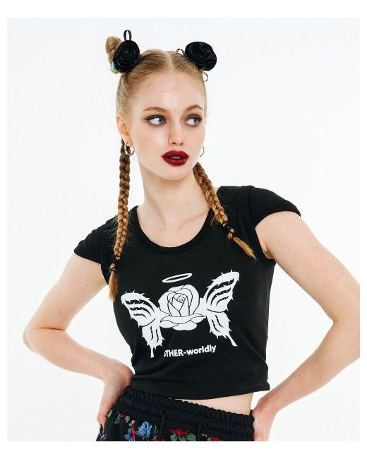 otherworldly Rose Butterfly T-Shirt Black