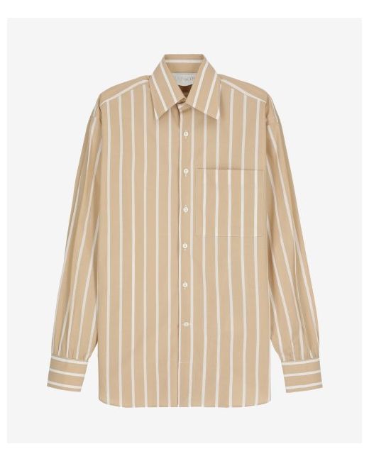 Woera Classic Pocket Button-Up Striped Shirt N1003BEIGEWHITESTRIPE