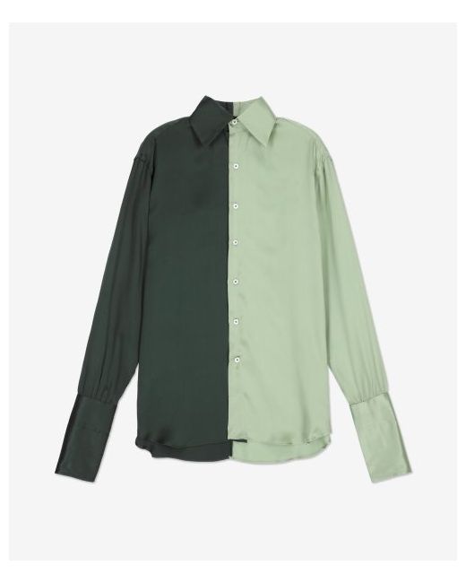 Woera Half Signature Button Up Shirt Multi Green N1009AMULTIGREEN
