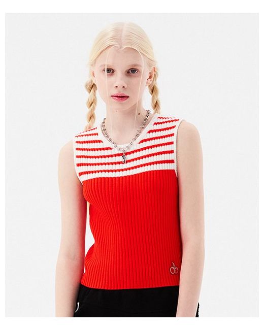 kirsh Small Cherry Stripe Knit Vest