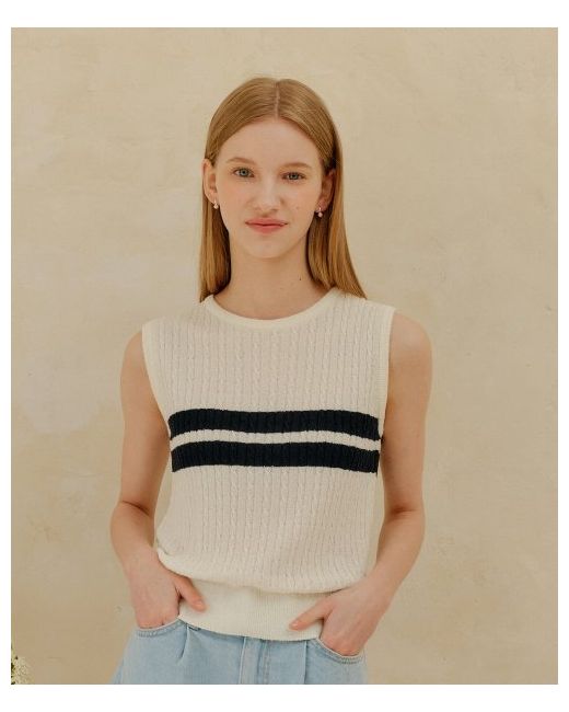 yuppe Cable Sleeveless Knitwhite