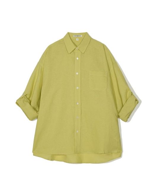 partimento washed linen roll-up shirt avocado