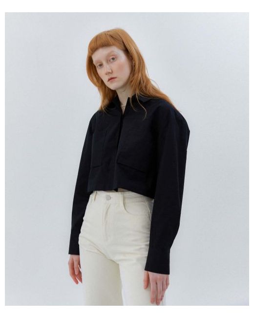 modernable Back Ribbon Point Cropped Cotton Shirt
