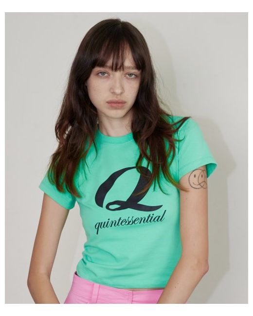 qduroy Cursive Q Cropped T-shirt Mint