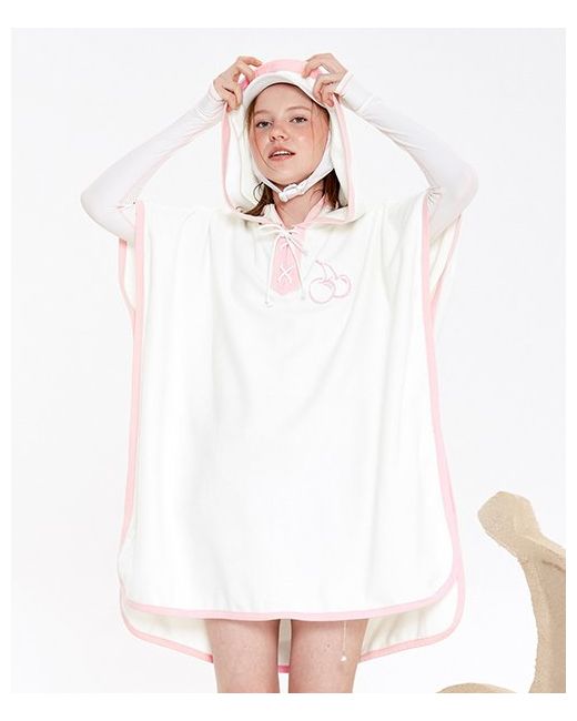 kirsh Middle Cherry Terry Poncho Ivory
