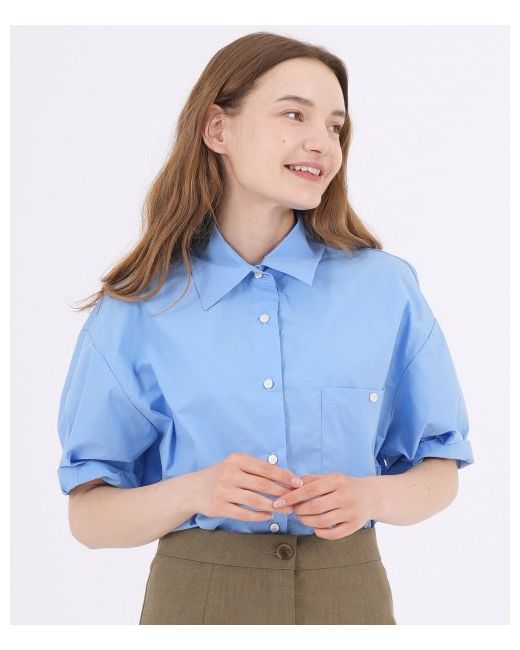 theabon Cotton Pocket Roll-Up Half Shirt Sora