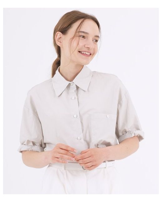 theabon Cotton Pocket Roll-Up Half Shirt
