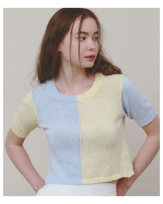 letterfrommoon Sherbet Half Sweater Sky Lemon