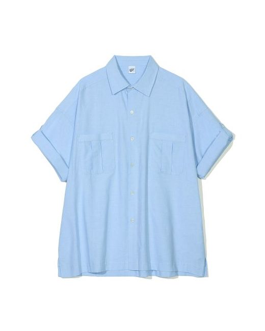 partimento Oxford Boxy Overfit Roll Up Half Shirt