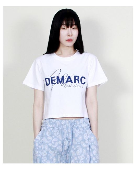 demarc Logo graphic cropped short sleeve t-shirt