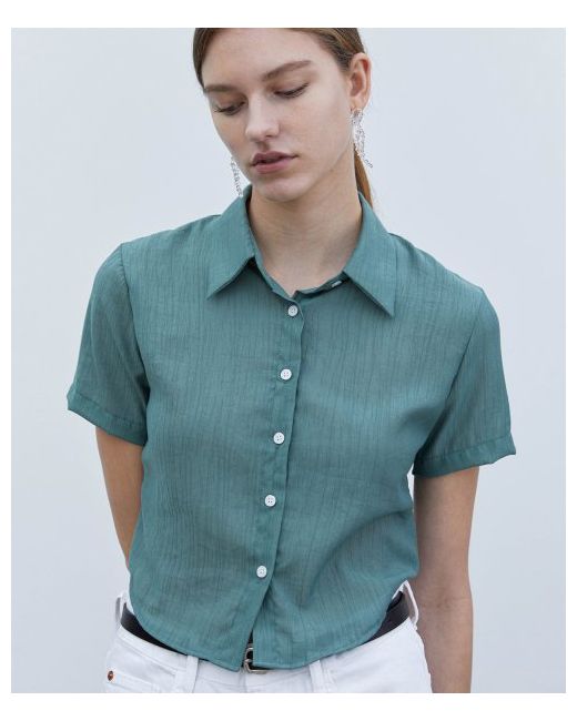 triplesens Cropped Summer Pleated Shirt