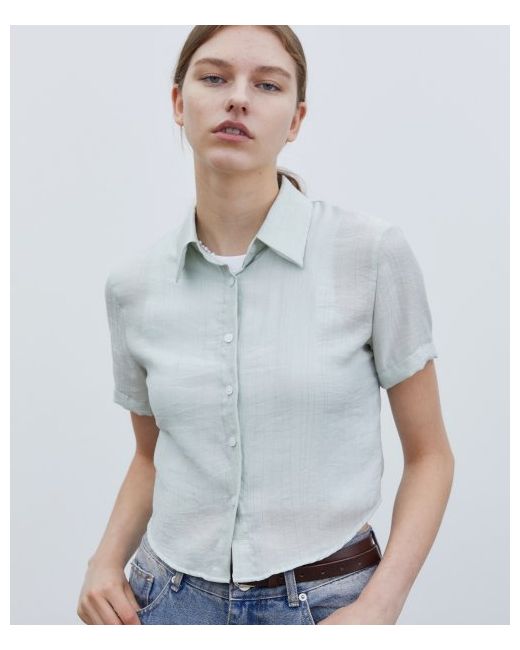 triplesens Cropped Summer Pleated Shirt Mint