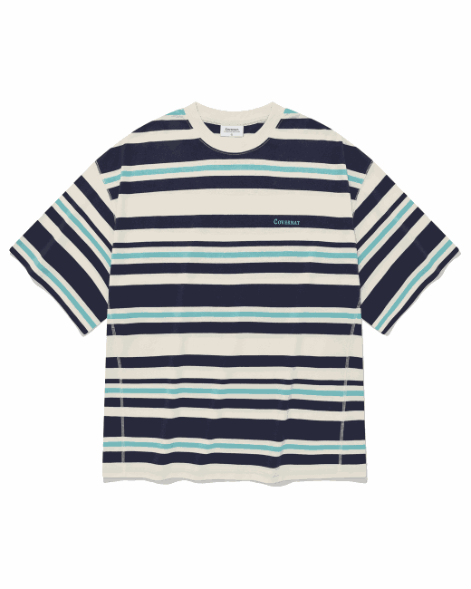 covernat Hot Summer Multi-Stripe T-Shirt Blue
