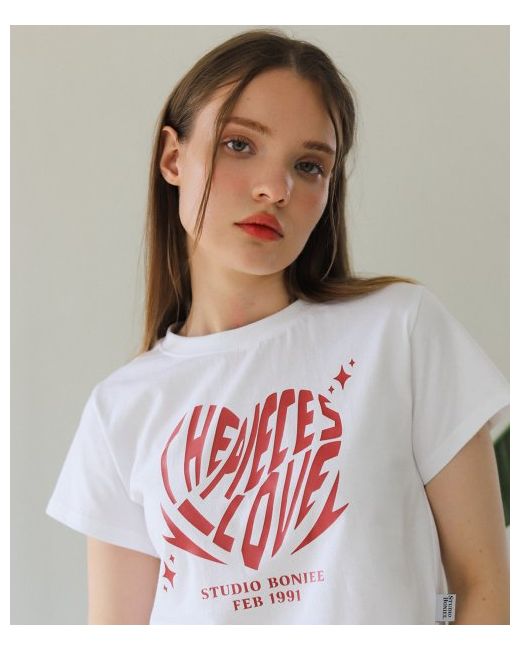 boniee Crop Tee Heart Symbol Graphic Loose T-Shirt