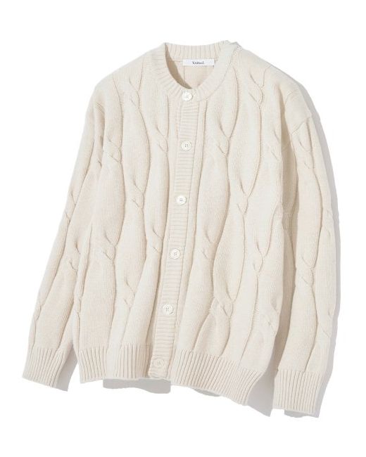 knitted Cash Wool Cable Round Cardigan Light