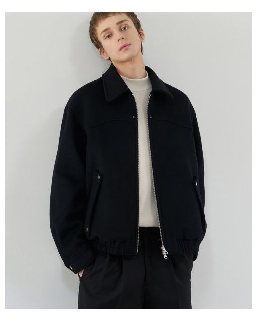 drawfit Wool collar zip-up blouson jacket