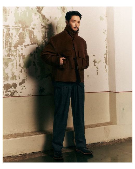 uniformbridge pocket wool short coat rust