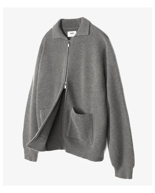 toffee Collar Two Way Zip-up Knit GREY