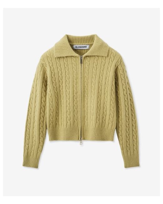 blond9 Fluffy cable knit zip-uplime