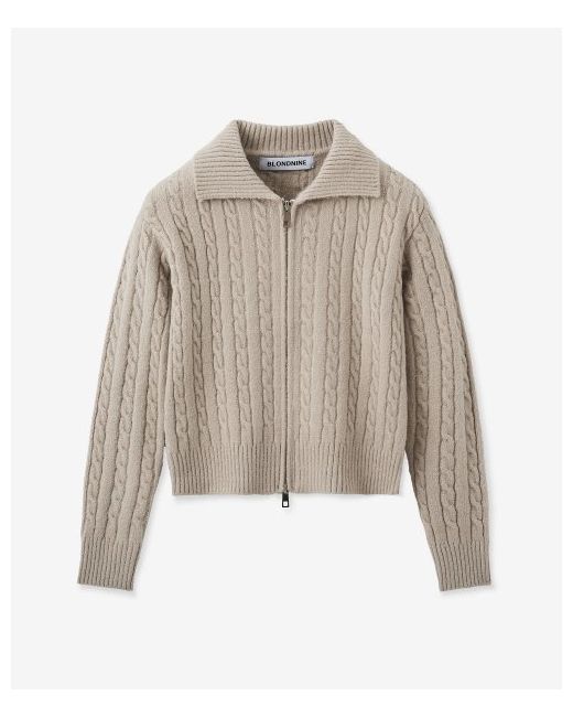 blond9 Fluffy cable knit zip-upsand