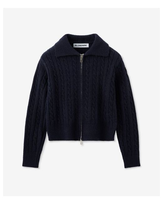 blond9 Fluffy cable knit zip-upnavy