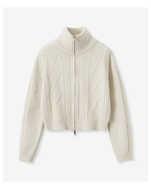 blond9 Fisherman Cable Wool Knit Zip-upCream