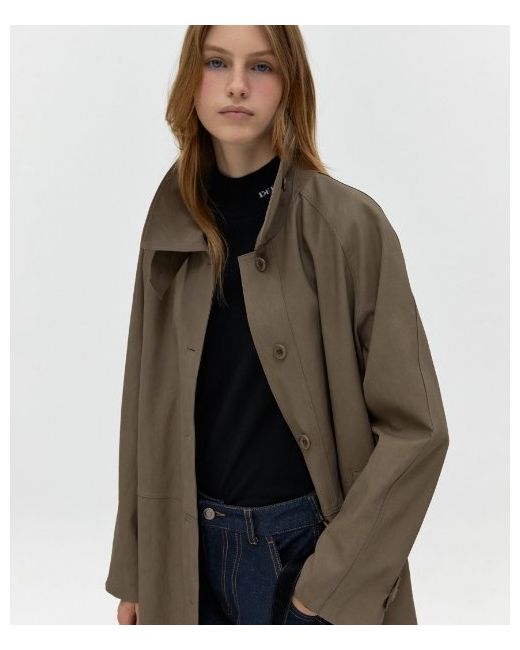 depound Leather Trench Coat Taupe