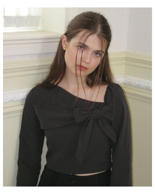 letterfrommoon Cross the Ribbon Blouse Charcoal