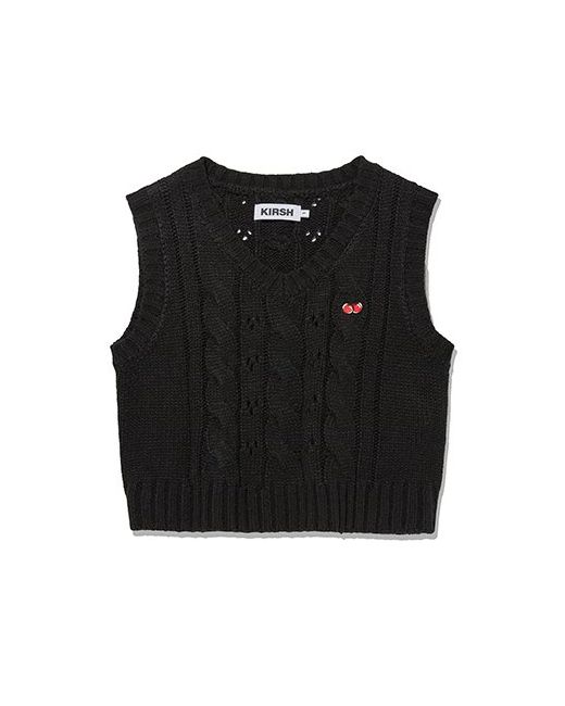 kirsh Small cherry cable crop knit vest