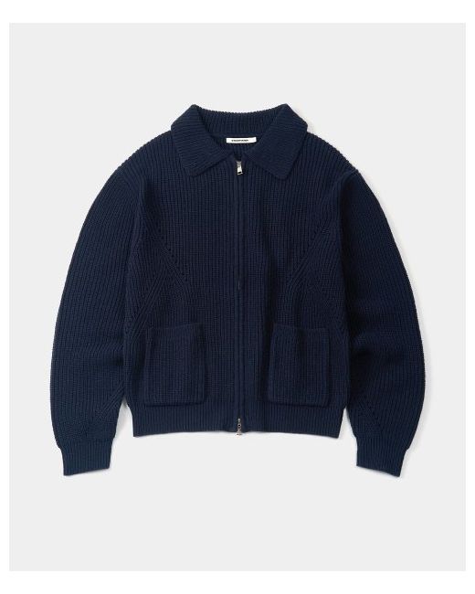 excontainer EXC semi-overfit collar zip-up knit NAVY