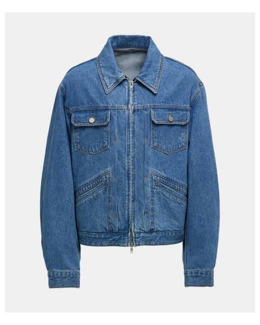 coor Gold dot pleated zip-up denim jacket washed