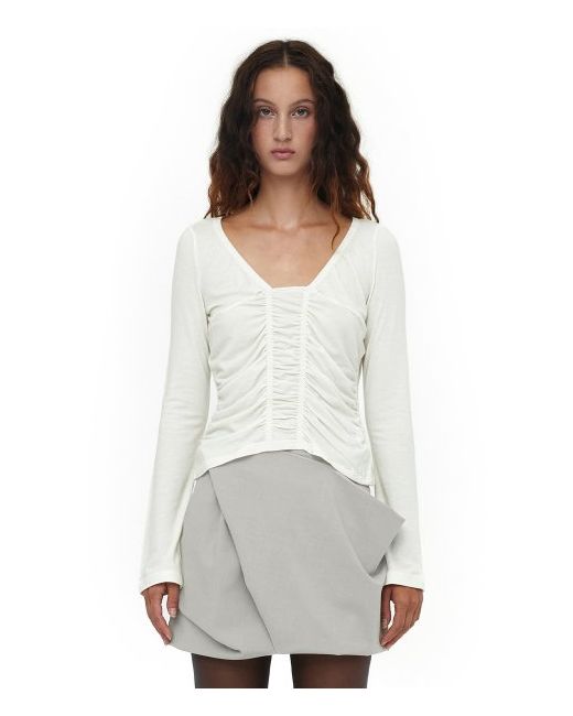 cerric Front Shirring Top Ivory