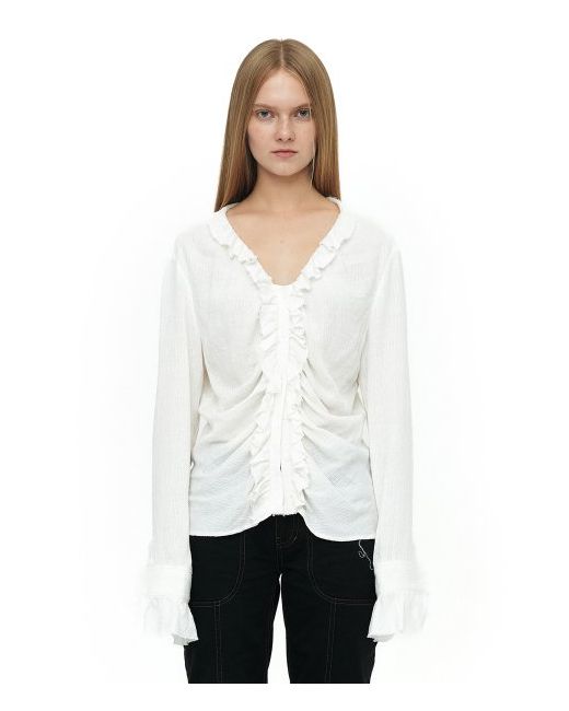 cerric Natural Frill Blouse Ivory