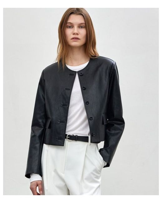 notia Vegan Leather Crop Jacket