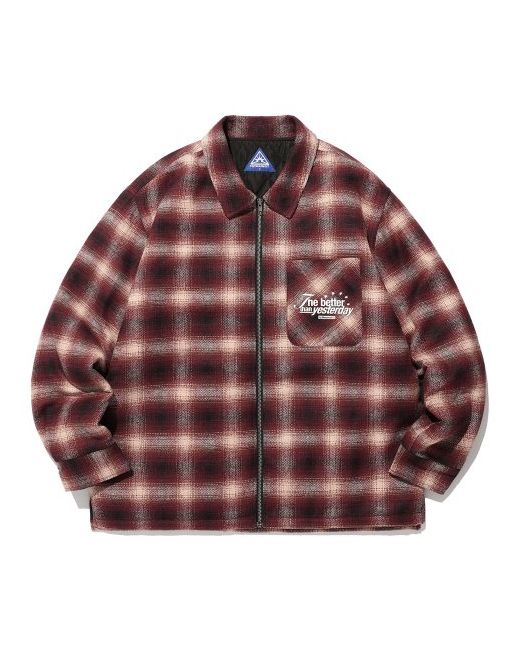 istkunst Plaid flannel zip-up jacketred IK2DFMB908A