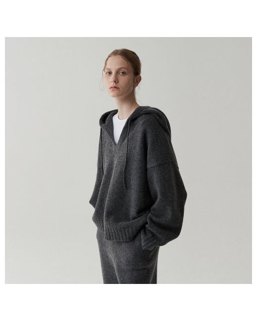 oder Loose Hooded Wool Pullover Charcoal