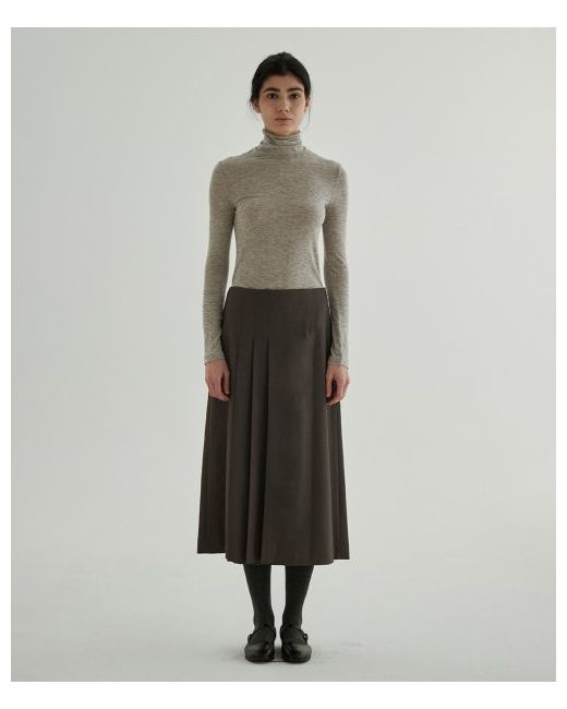 steparound Pleats Detailed ALine Wool Skirt Charcoal