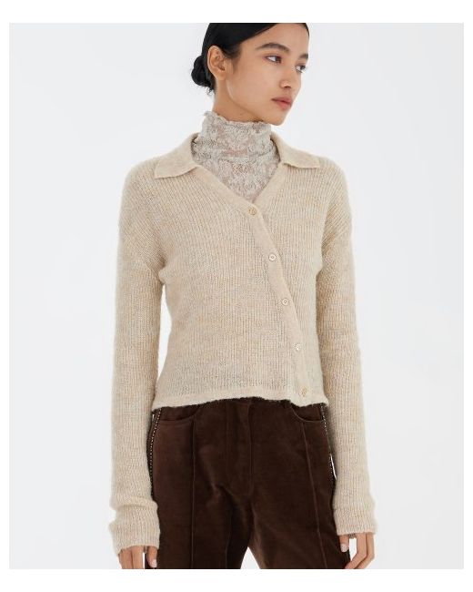 Youth Asymmetric Knit Shirt Melange Ivory