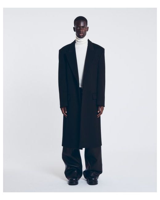 famille Peaked lapel wool blend oversized maxi coat