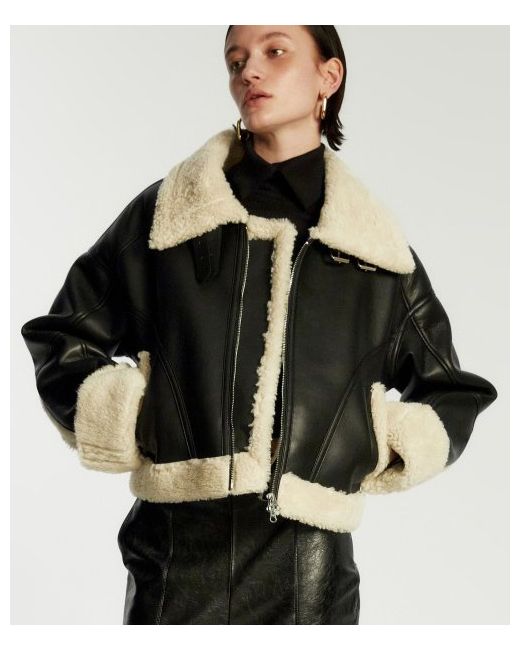 limeque Wide collar shearling jacket