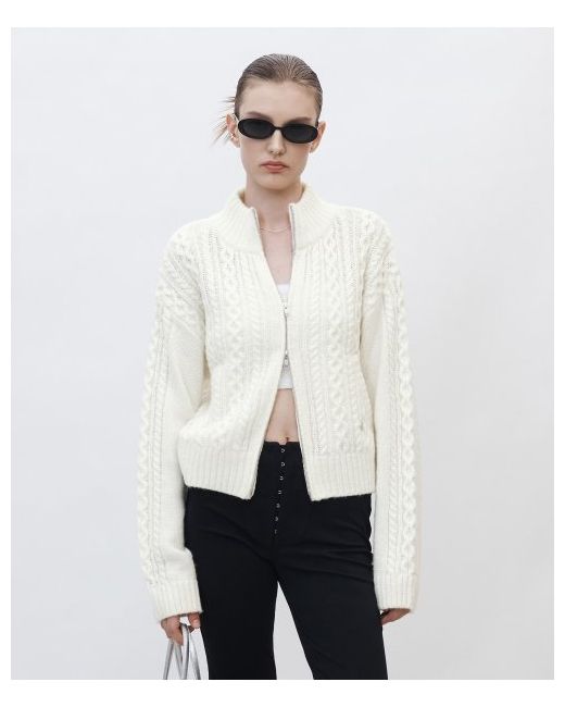 current Twisted Knit Zip-Up Ivory