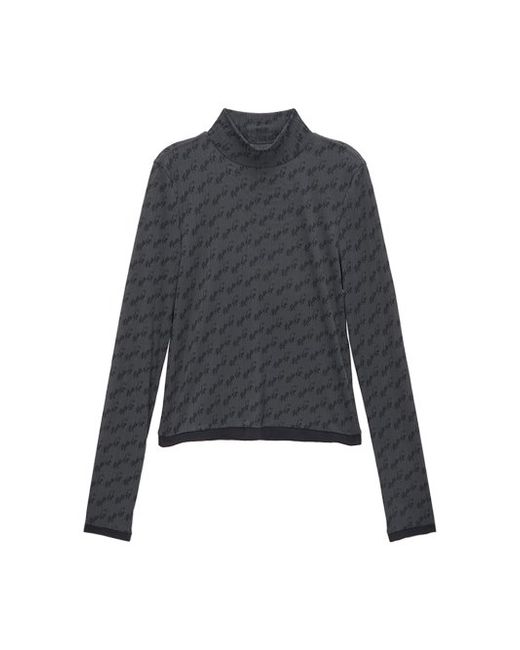 matinkim Matin Lettering Turtle Neck Light Top Charcoal