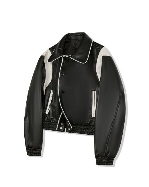 vivabrown 85-VIVA017 Vegan leather Trimming line varsity jacket