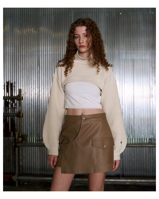 fromwhere Chunky Cropped Turtle-Neck Sweater Cream